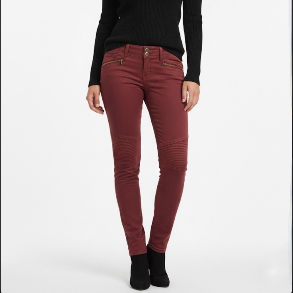 American Eagle Maroon Moto Skinny Pants - Women’s Size 6 - Low Rise Stretch - Picture 13 of 13